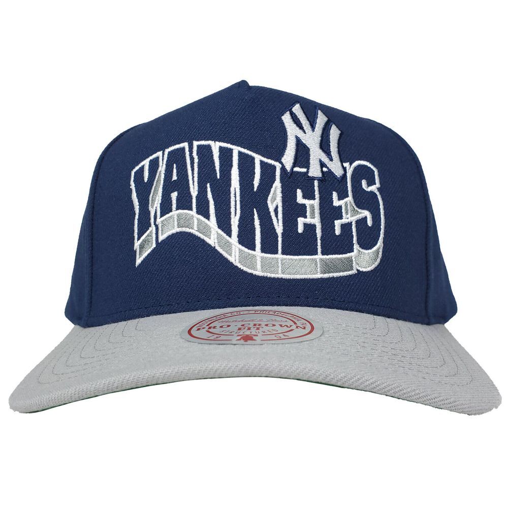 New York Yankees Mitchell & Ness MLB Pro Fit Snapback Hat Cap Navy Gray NWT‎